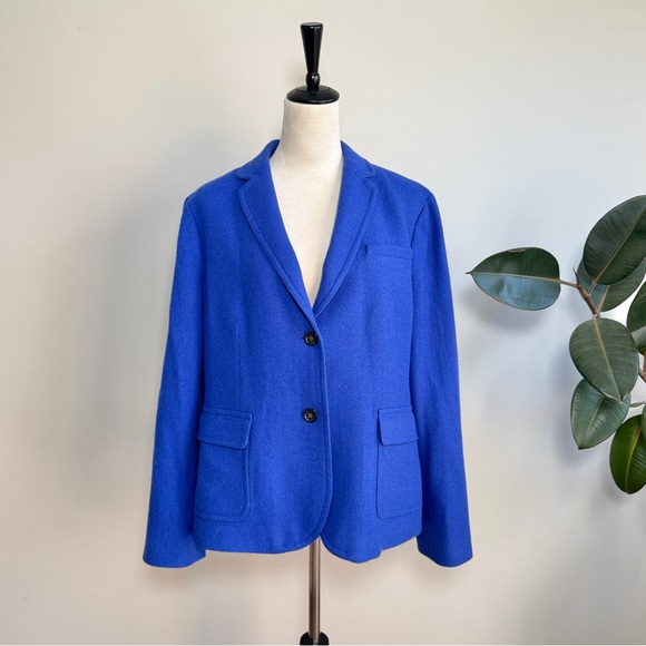 Talbots Royal Blue Blazer Wool Blend Twill Long Sleeves Pockets - Picture 1 of 6